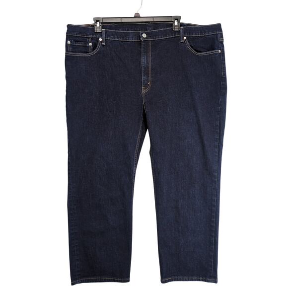 Levi's 514 Men's Big 52x28 Dark Wash Stretch Denim Jeans, Straight Leg Workwear - Picture 1 of 6